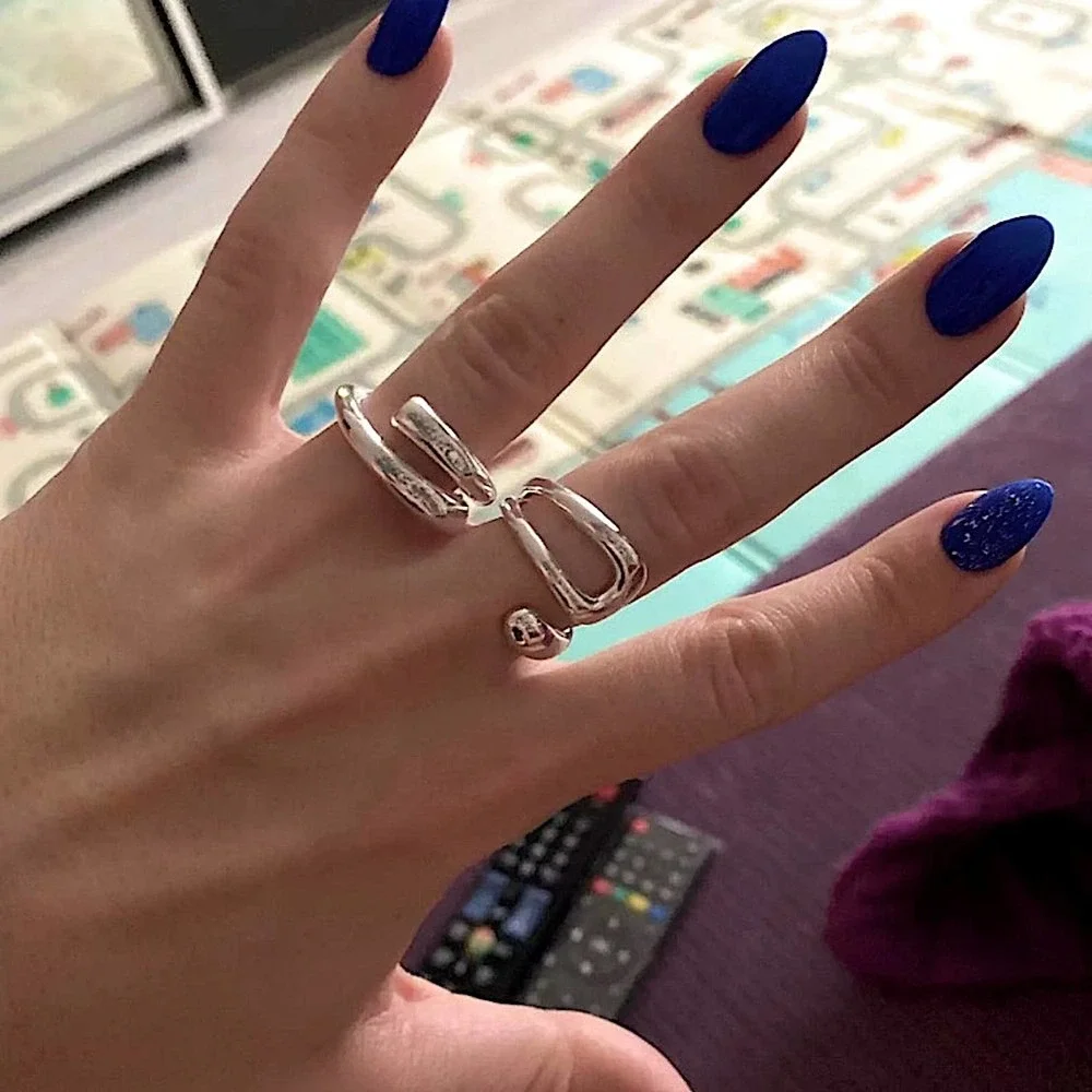 NEW STERLING SILVER ADJUSTABLE RESIZABLE MINIMALIST RING SET - Picture 8 of 10